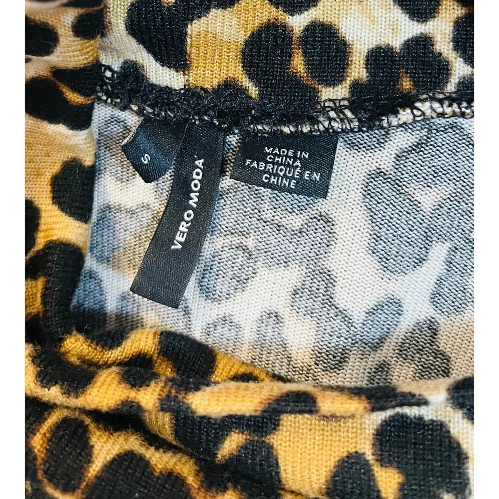 Vero Moda Leopard Print Dress Turtleneck Long Sleeve‎ Casual Mini Size Small - Picture 7 of 8